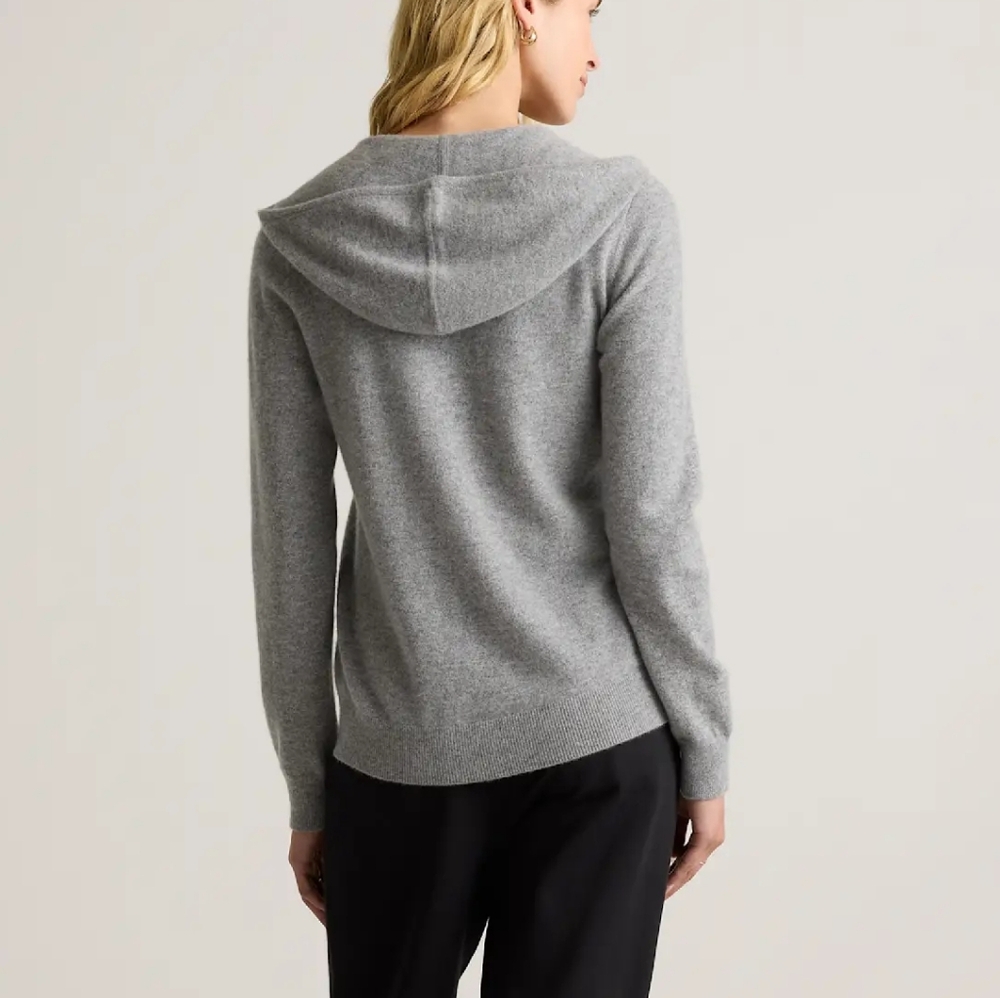 Quince Mongolian Cashmere Full-Zip Hoodie, Size Medium, Heather Grey, NWT - Picture 5 of 11